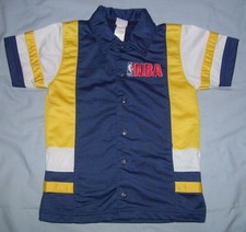 VTG NBA Basketball Blue/White/Gold Button Snap Up Shooting Shirt Kid's Size S/8