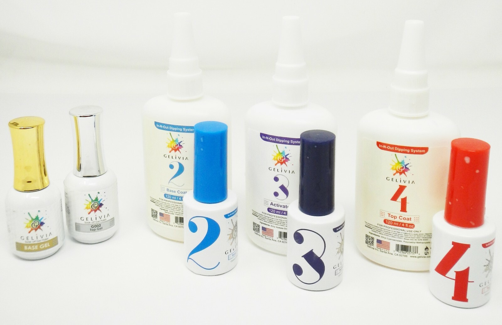 Gelivia In-N-Out Dipping System Base Coat Activator Top Coat Base & Top Gel