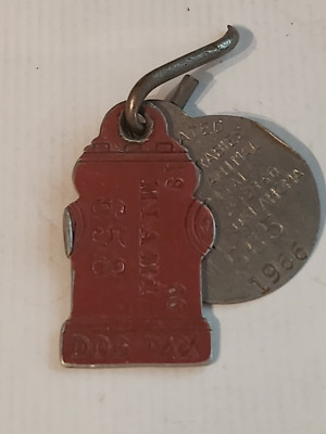 1966  Miami Oklahoma Vintage Dog License Registration Permit Tax Tag Hydrant
