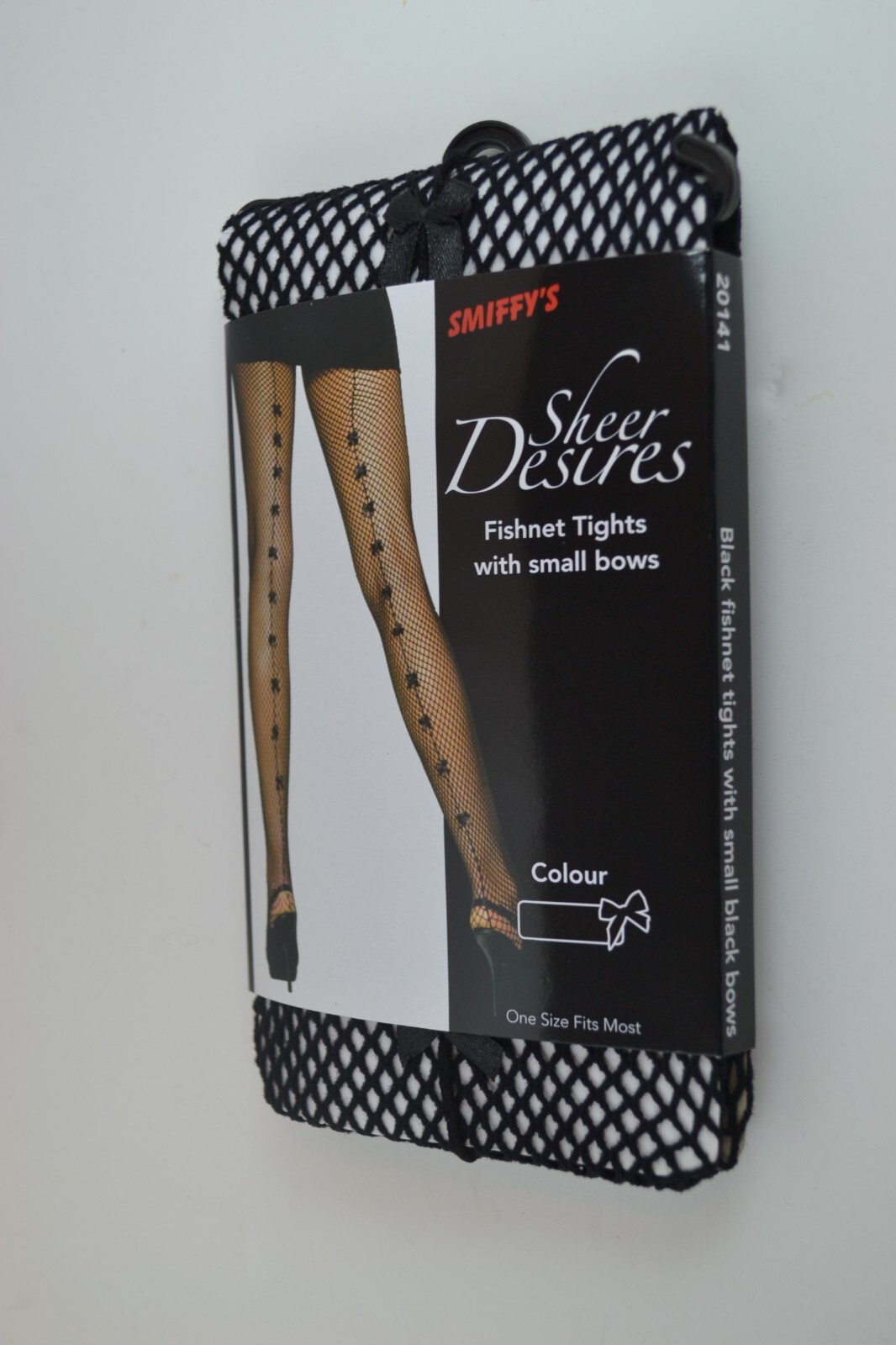HALLOWEEN Black Bow Fishnet Seamed Tights Pantyhose Smiffy's Reduced To Clear