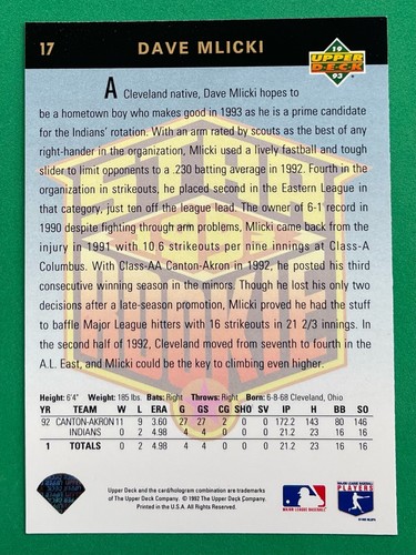 1993 Upper Deck Baseball *CHOOSE YOUR CARD/FINISH YOUR SET* #1-250 NM - Picture 6 of 180