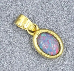 Authentic Opal Triplet Womens/Girls Pendant 18ct Yellow Gold Plated Fine Jewelry