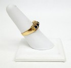 DNJ Signed 14k Yellow Gold Ring w Blue Sapphires & 1/3cttw White Diamonds — photo 3