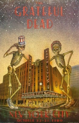 GRATEFUL DEAD REPLICA *RADIO CITY MUSIC HALL* 1980 CONCERT POSTER