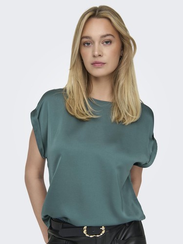 Camisa Brillante de Mujer ONLY con Aspecto de Seda Silky Top Manga Corta Blusa - Imagen 4 de 35