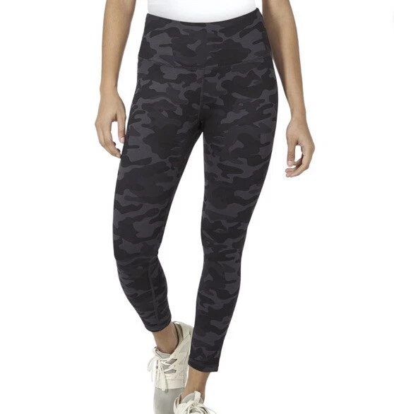 Danskin Women's Large Leggings Black Camo Athletic 7/8 High Rise NWT