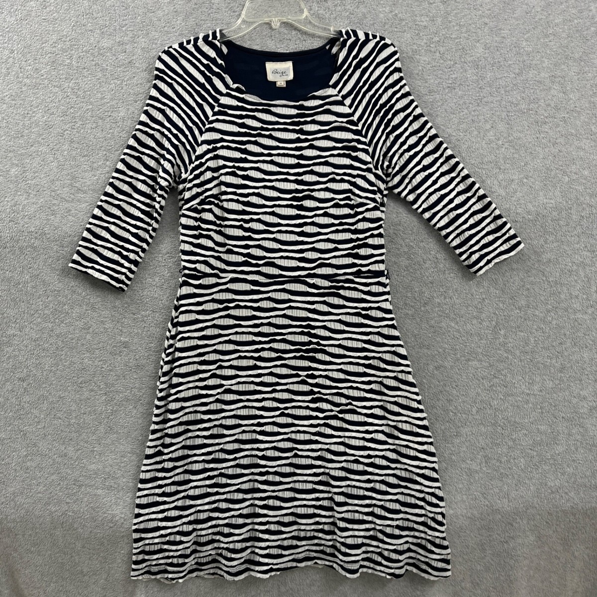 beige by eci striped dress Beige by ECI Women's Striped Floral Sleeveless Fit & Flare Dress