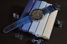 MA WATCH STRAP 26 24 22 MM GENUINE OSTRICH LEG SKIN BLUE FANTASY FOR PANERAI ETC