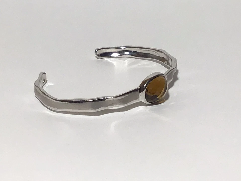 Brazalete Charles Garnier Talla 6.5 Plata de Ley Cuarzo Ahumado Piedra Facetada Foto 3 de 4