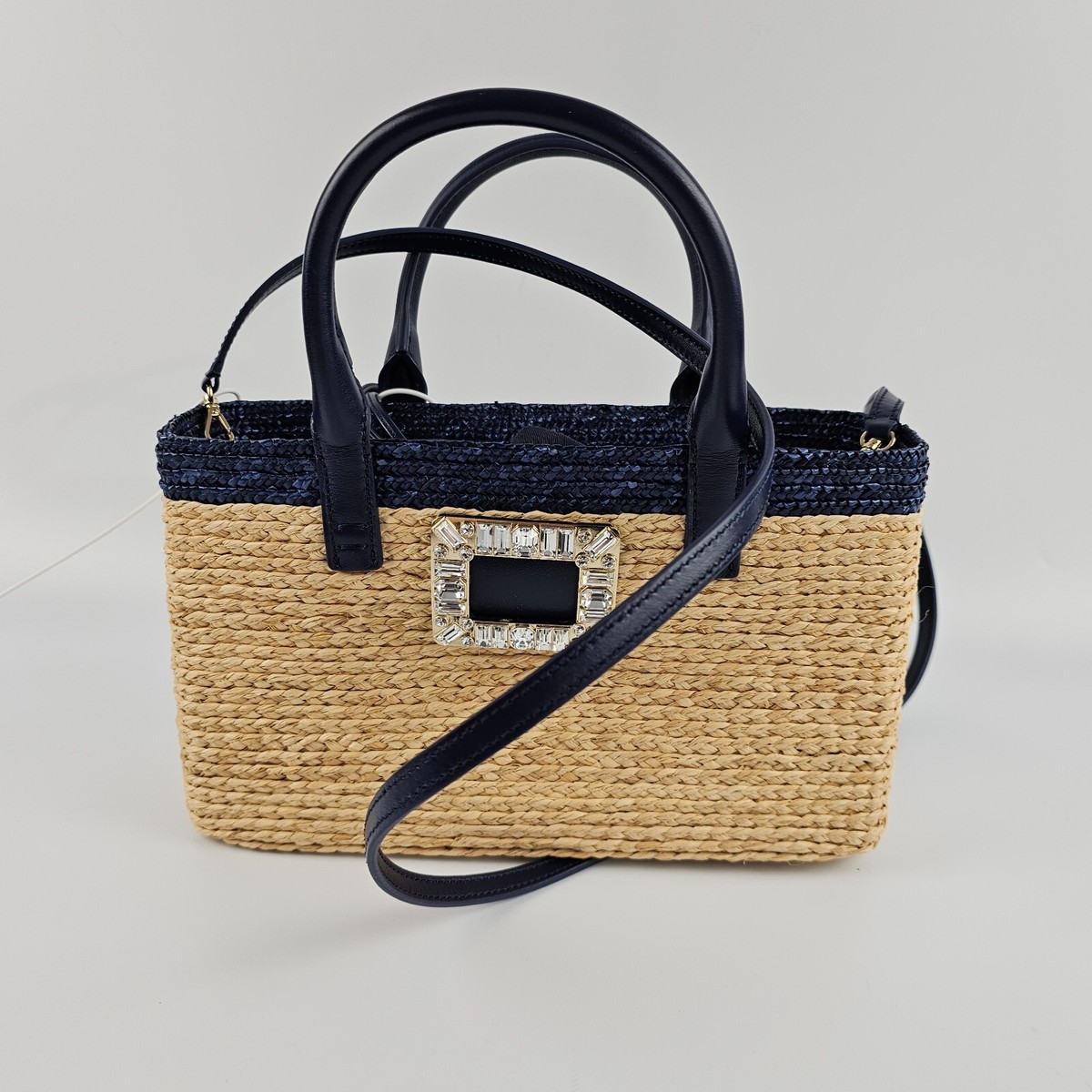 【Roger Vivier】Viv' Skate スモール ラフィア トートバッグ Viv' Skate Small Shopping Bag in raffia Natural Woman