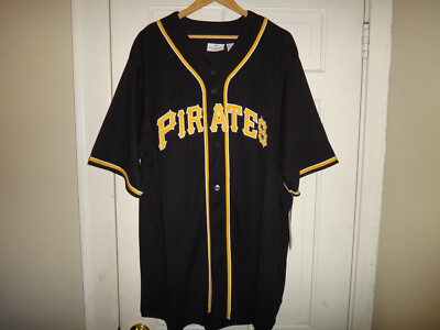 Pittsburgh Pirates Fanatics Men's Big Tall Black Short Sleeve Button-Up  Jersey