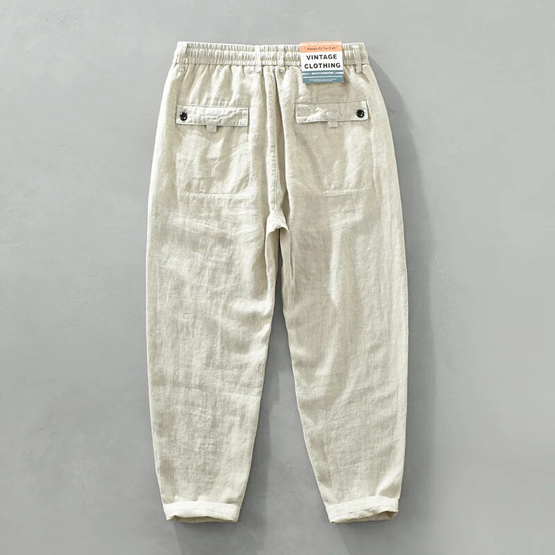 お値下げ！vintage linen cloth pants Women's Cotton Linen Retro Linen Trousers Wide Leg Pants