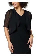 Antthony Short-Sleeve Chiffon Bolero Black