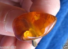 Natural Baltic amber 4.2 g silver 875 gilded gold plate 琥珀 Retro Vintage Ring 