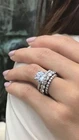 Wedding Ring Set Solitaire With Accent Set Bridal Three Piece Silver  Ring Set
