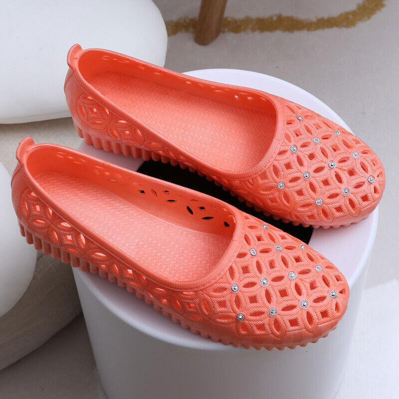 Summer Women's Casual Shoes Jelly Hollow Out Flat Sandals Flip Flops UK