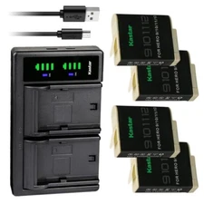 LTD2 Charger & 4 battery for Gopro HERO12 Black HERO11 HERO10 HERO9 ADBAT-001