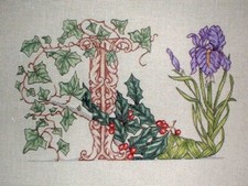 Monogram Floral Letter "I" Hand Painted Needlepoint Canvas Dennis Kyte MZC