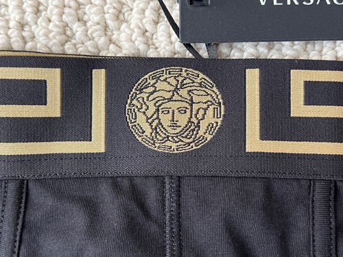NUEVO CON ETIQUETAS Versace Greca Border Medusa Griego Llave Logo Negro Calzoncillos Ropa Interior 6 EE. UU. L $95 - Imagen 17 de 24