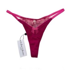 For Love Lemons Pink Lace Satin Thong XS 79