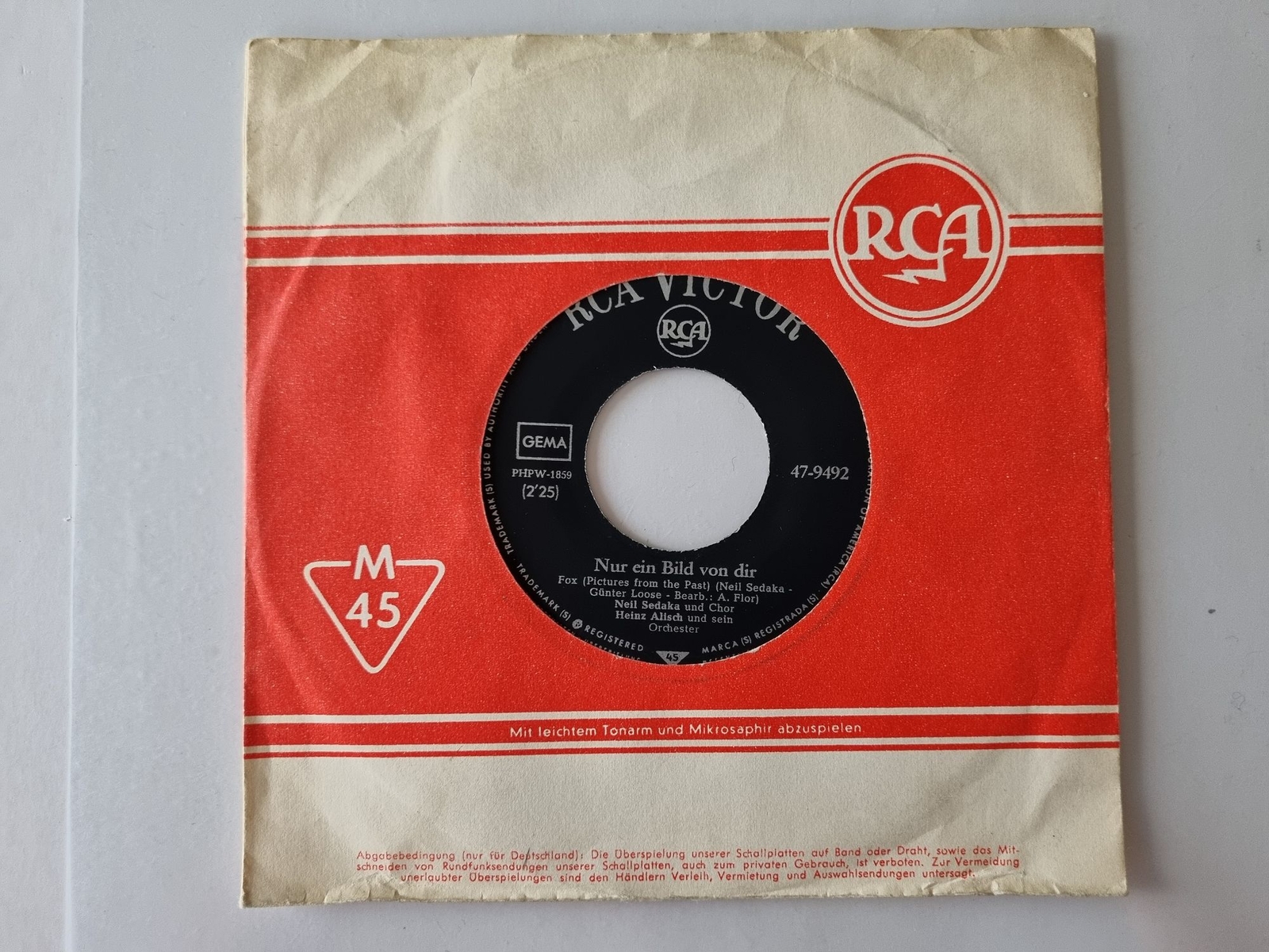 Neil Sedaka - Nur ein Bild von dir 7'' Vinyl Germany SUNG IN GERMAN
