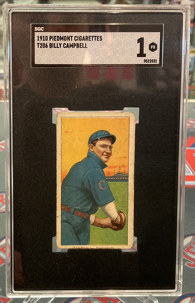 1910 Piedmont Cigarettes T206 Billy Campbell SGC 1 PR Cincinnati 