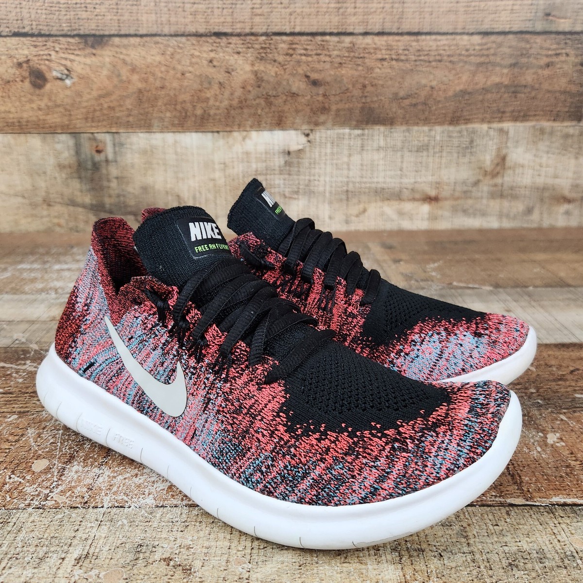 Nike Free RN Flyknit Motion Womens Sz Red Lightweight Athletic Running  Sneaker