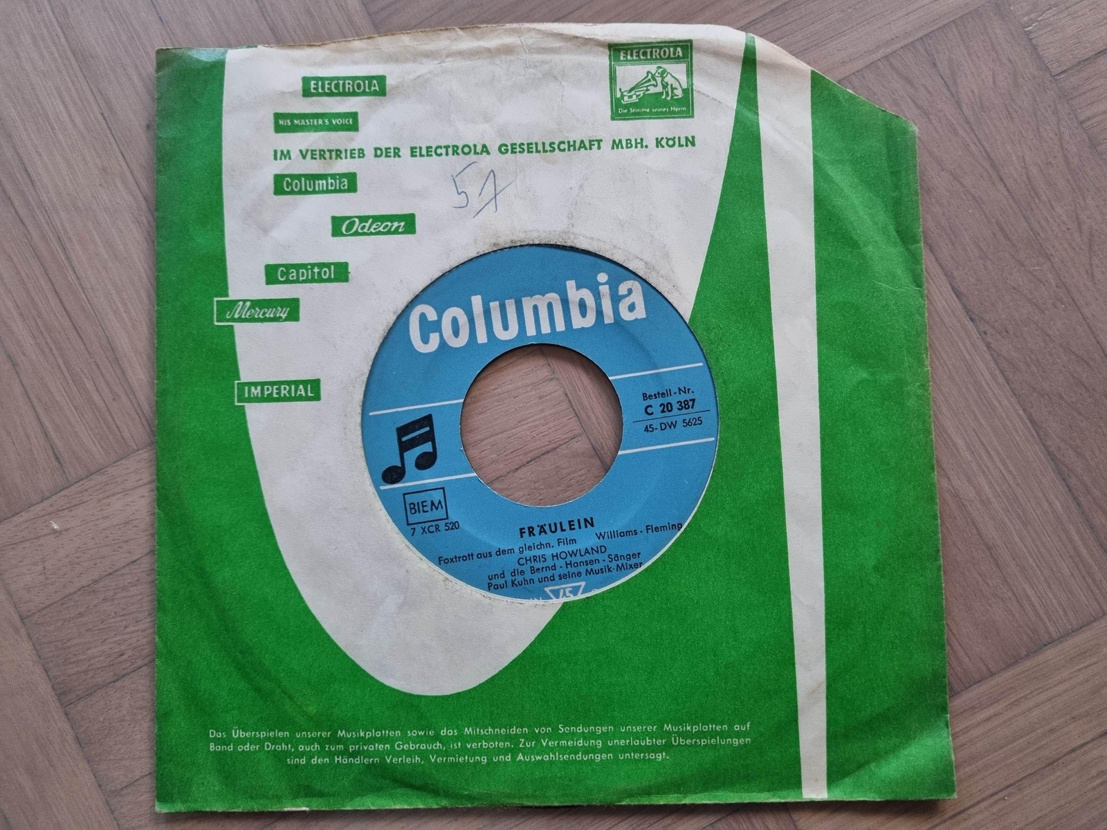 7"" Single Chris Howland - Fräulein Vinyl Germany