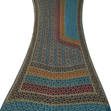 Namaste Vintage Blue Sarees 100 Pure Georgette Silk Woven Sari 6YD Craft Fabric