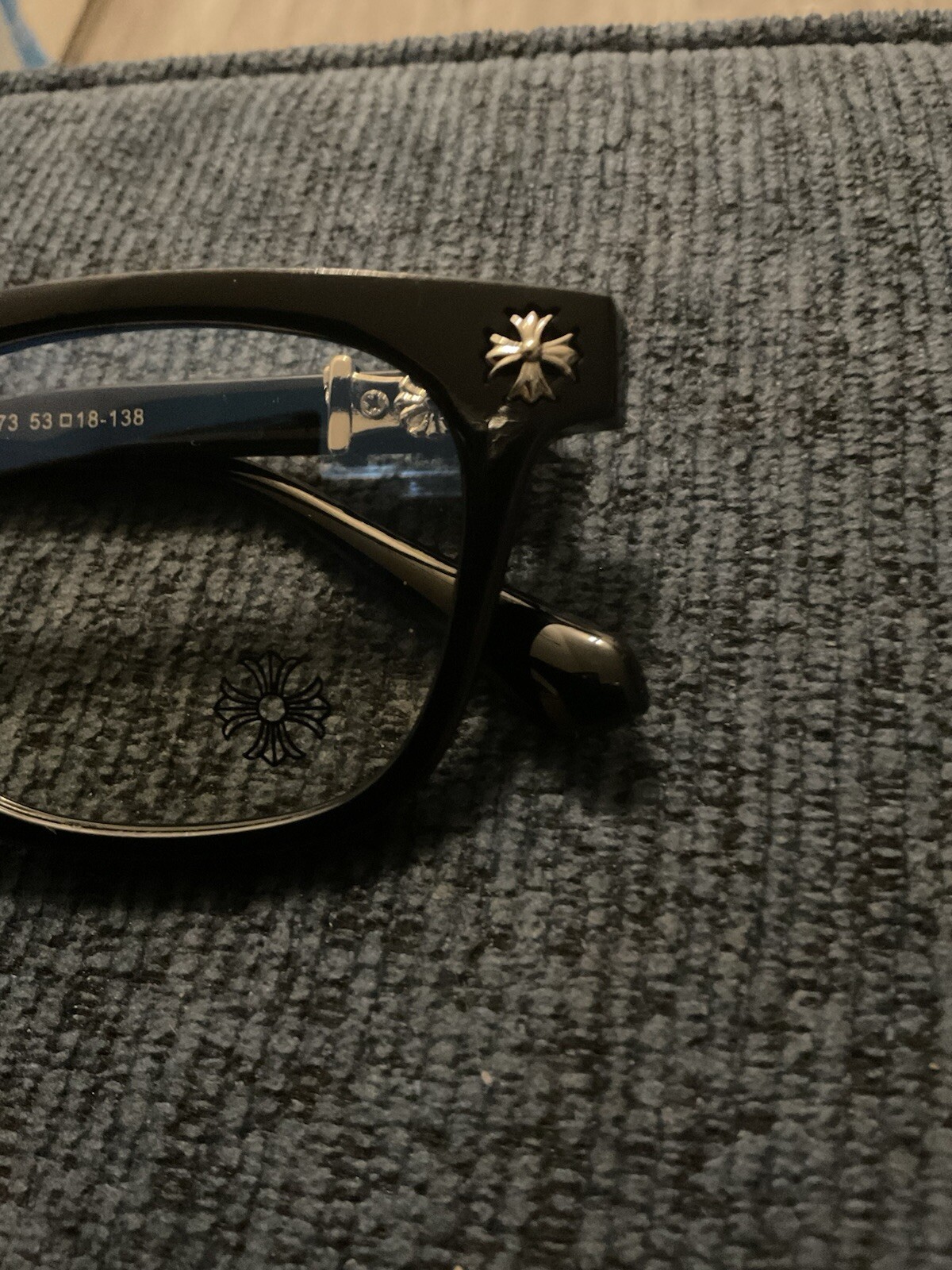 Chrome Hearts Style Cross Design Black Glasses