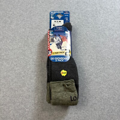 Lorpen Socks Men XL 13-15 Black Ski Snowboard 2 Pack Italian Wool Winter Outdoor