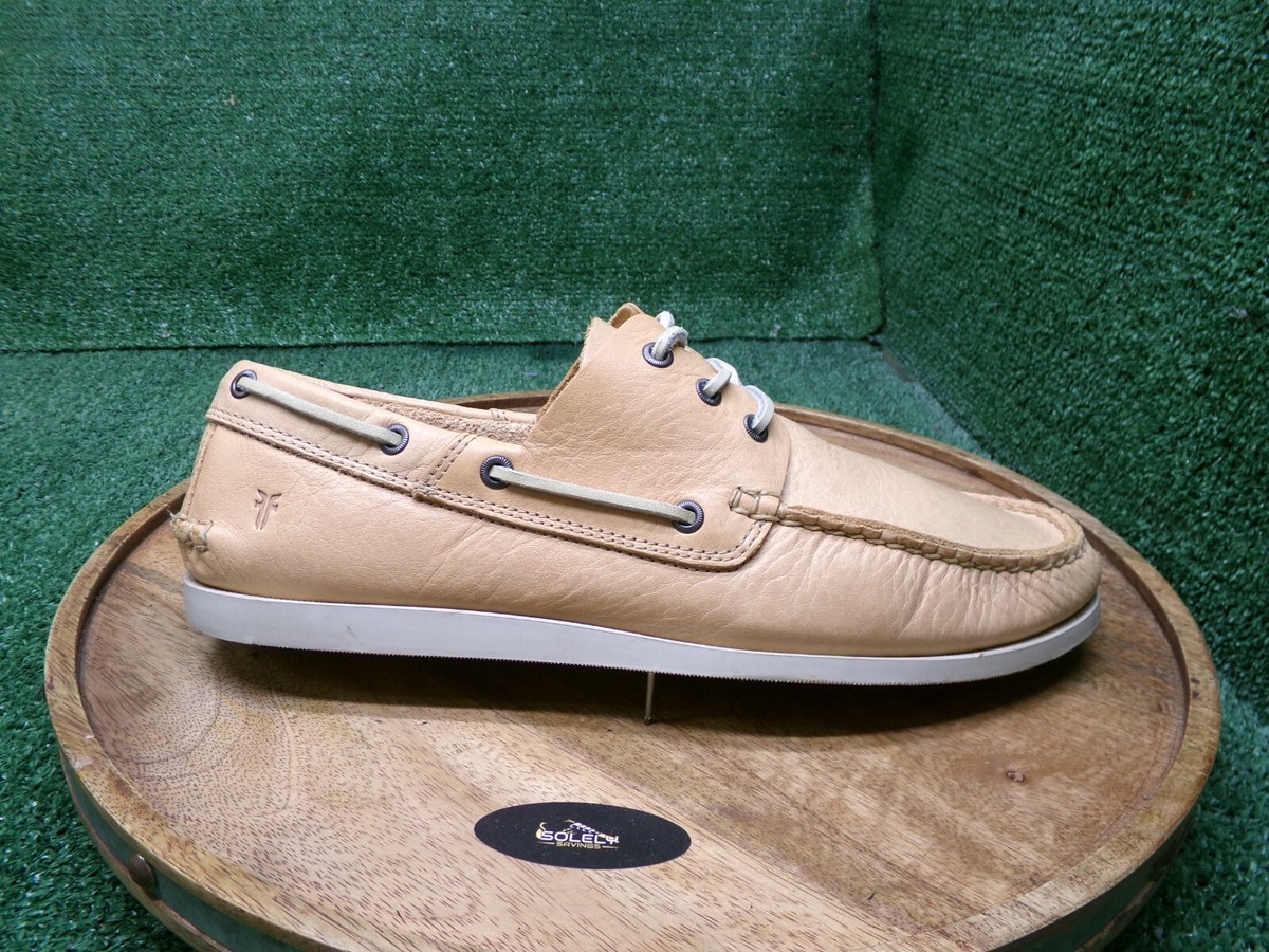 Frye Mens Leather Sully Boat Shoes Natural Brown Leather Loafers Size 11 M