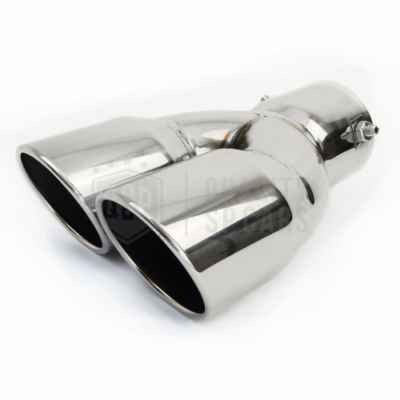 TERMINALE DI SCARICO TONDO DOPPIA USCITA 76 Mm AUTO CI-01 INGRESSO 33>50mm EVOKE IN ACCIAIO CROMATO FINALINO ESTETICO - Foto 2