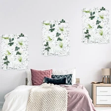 6PCS Artificial Flower Wall Panel White Hydrangea Rose Wedding Decor Backdrop