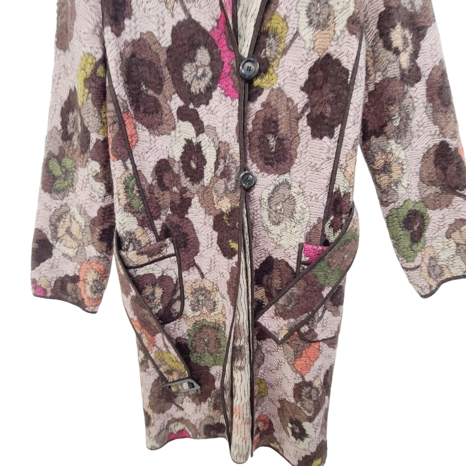Abrigo para mujer Missoni con botones forrado tejido estampado floral ajustado talla larga pequeña Foto 2 de 4