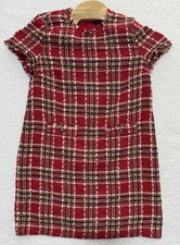 ANN TAYLOR Petite Plaid Tweed Two Pocket Dress Fringe Sleeves Womens Petite 12P
