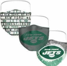 NFL New York Jets Fan Adult Logo Face Covering Mask 3 Pack