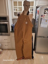 Vtg Carhartt Bib Overalls Quilted Mens 46x30 Nos