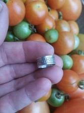 : Vintage sterling Greek key design handmade Ring band, 1960's size 7.75
