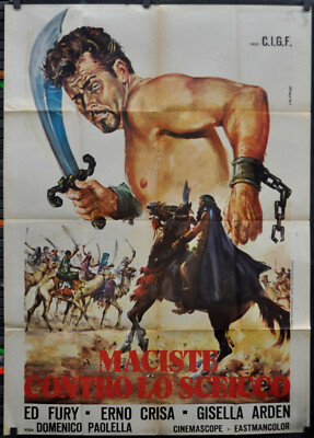 MACISTE CONTRO LO SCEICCO 1962 ORIG 39X55 ITALY MOVIE POSTER ED FURY ERNO CRISA
