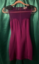 Cerise Topshop Mini Dress With Embellished Shoulder Detail - UK Size 8