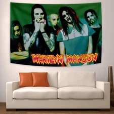 Marilyn Manson Rock Musician Fabric Tapestry Wall Hanging Banner Poster 3x5ft
