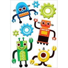 Boys Will Be Boys Layered Puffy Stickers Robots, NEW