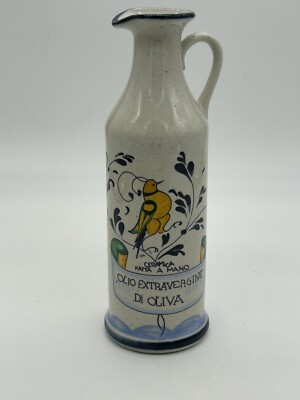 Ceramica Fatta A Mano Di Oliva  Handmade Ceramic Extra Virgin Oil 8'' Jug/Bottle