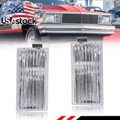 2X Clear Front Parking Turn Signal Lights For 1978-1979 Chevy El Camino / Malibu