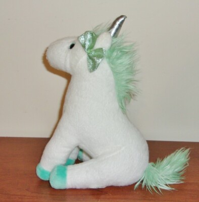 The Petting Zoo Plush Stuffed Animal - White UNICORN with Green Trim