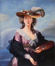Hand Painted Oil Painting Repr Louise Elisabeth Self-Portrait in Hat 20x24in