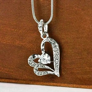 Authentic 1.50Ct Round Real Moissanite Women's Love Heart Pendant 14k White Gold Plated