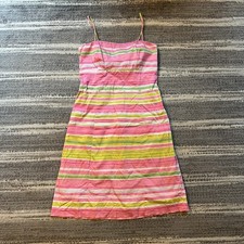 nine west pink and green striped dress vintage y2k sz 2 (minor flaws-see pics)