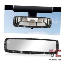 Bling Car Rearview Mirror - Sparkly Clip-On Auto Rear View Mirror with HD Black